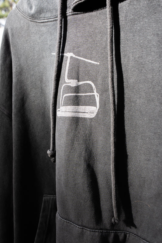 "Another Lap" Upcycled Faded Black Hoodie Unisex Large