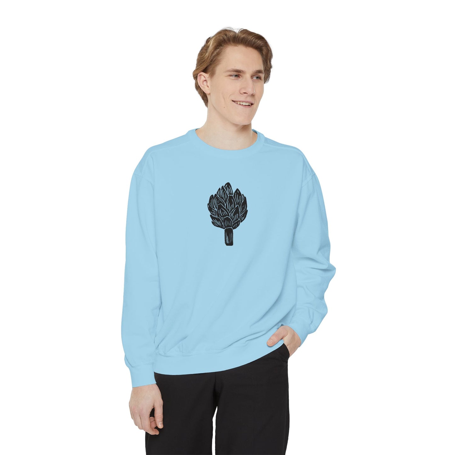 Artichoke Linocut Crewneck | Minimal Block Print Sweater
