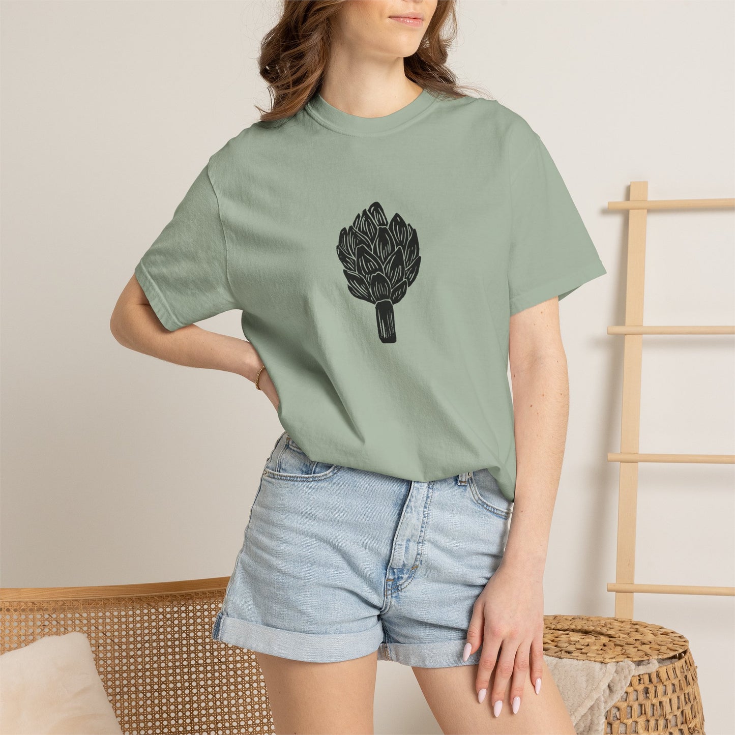 Artichoke Linocut Shirt | Minimal Block Print T-Shirt