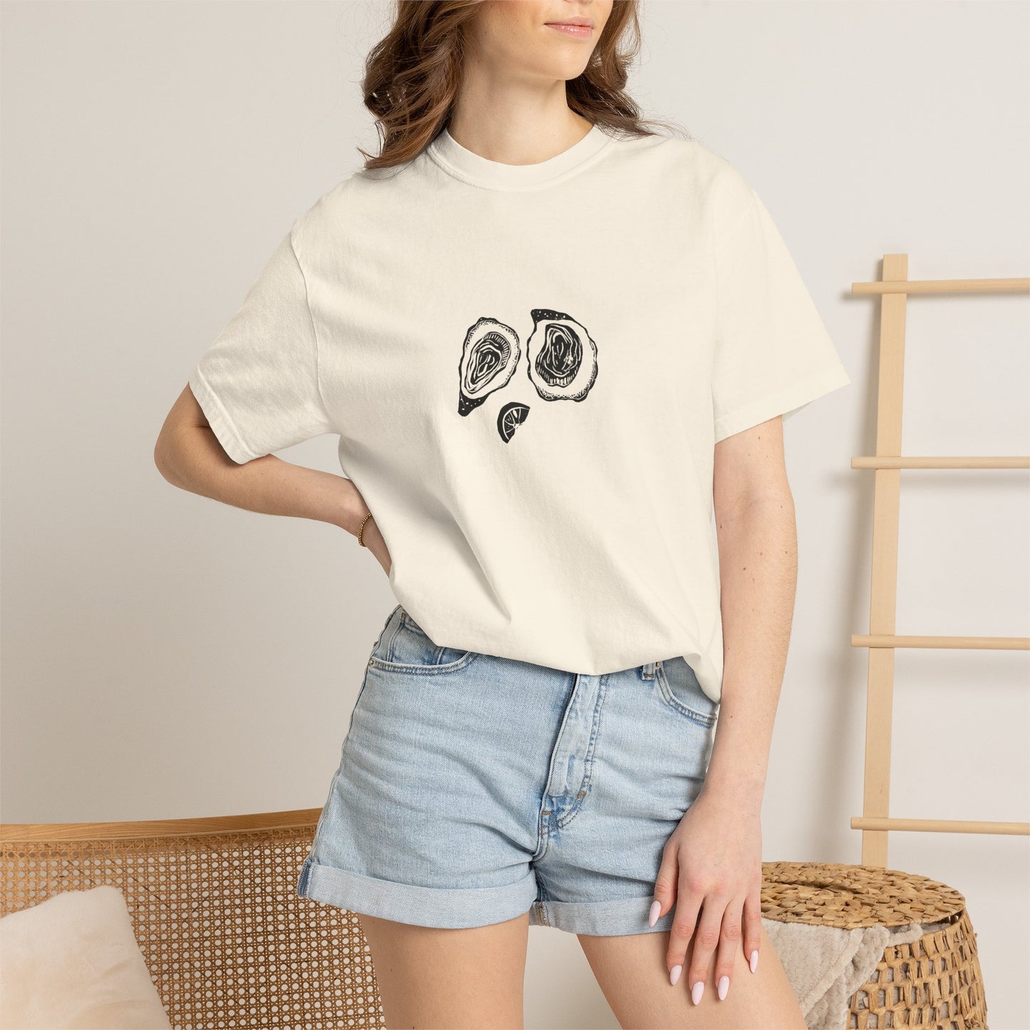 Oyster Linocut Shirt | Minimal Block Print T-Shirt