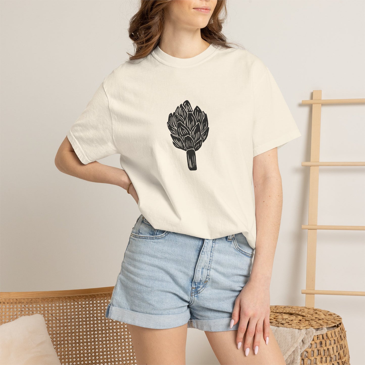 Artichoke Linocut Shirt | Minimal Block Print T-Shirt