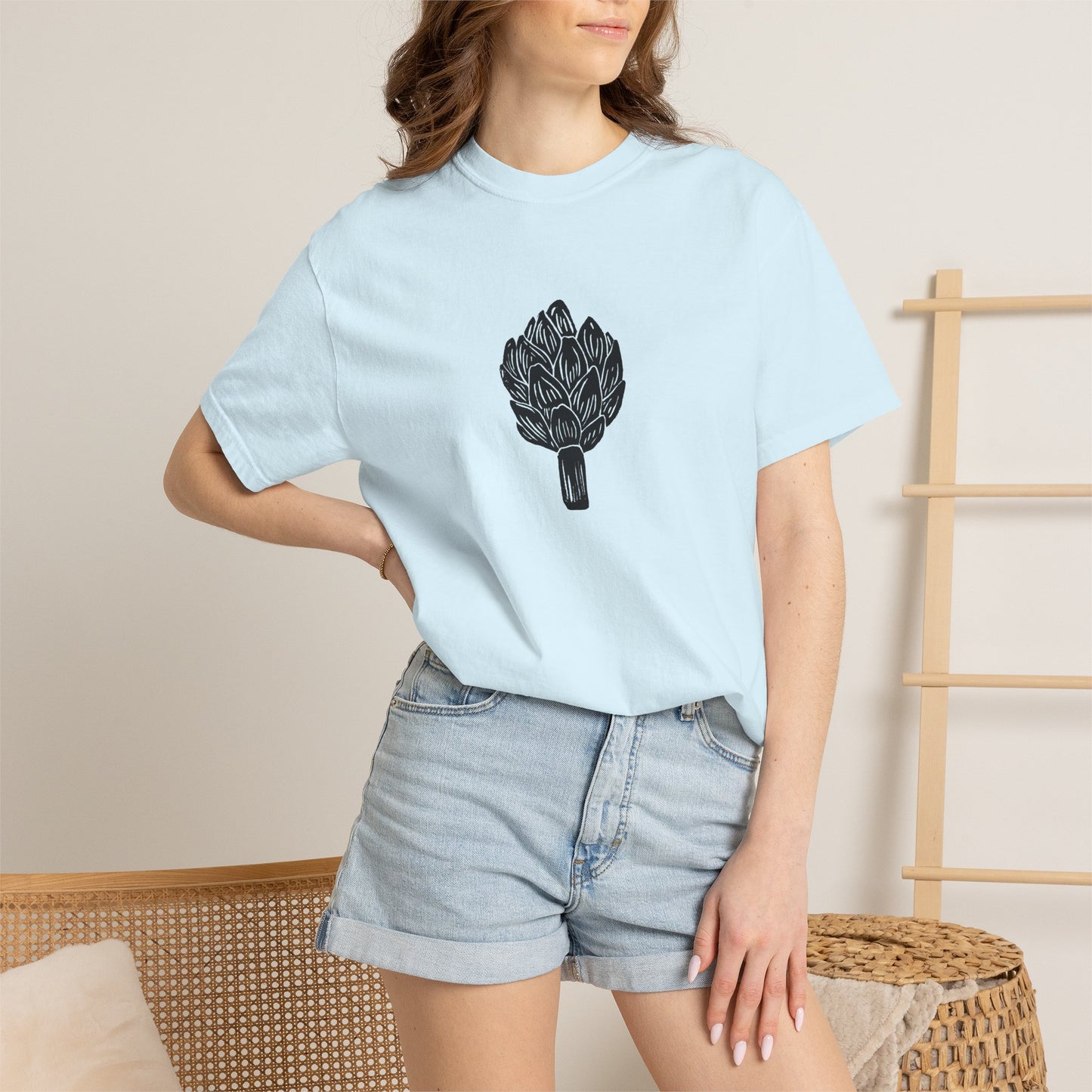 Artichoke Linocut Shirt | Minimal Block Print T-Shirt