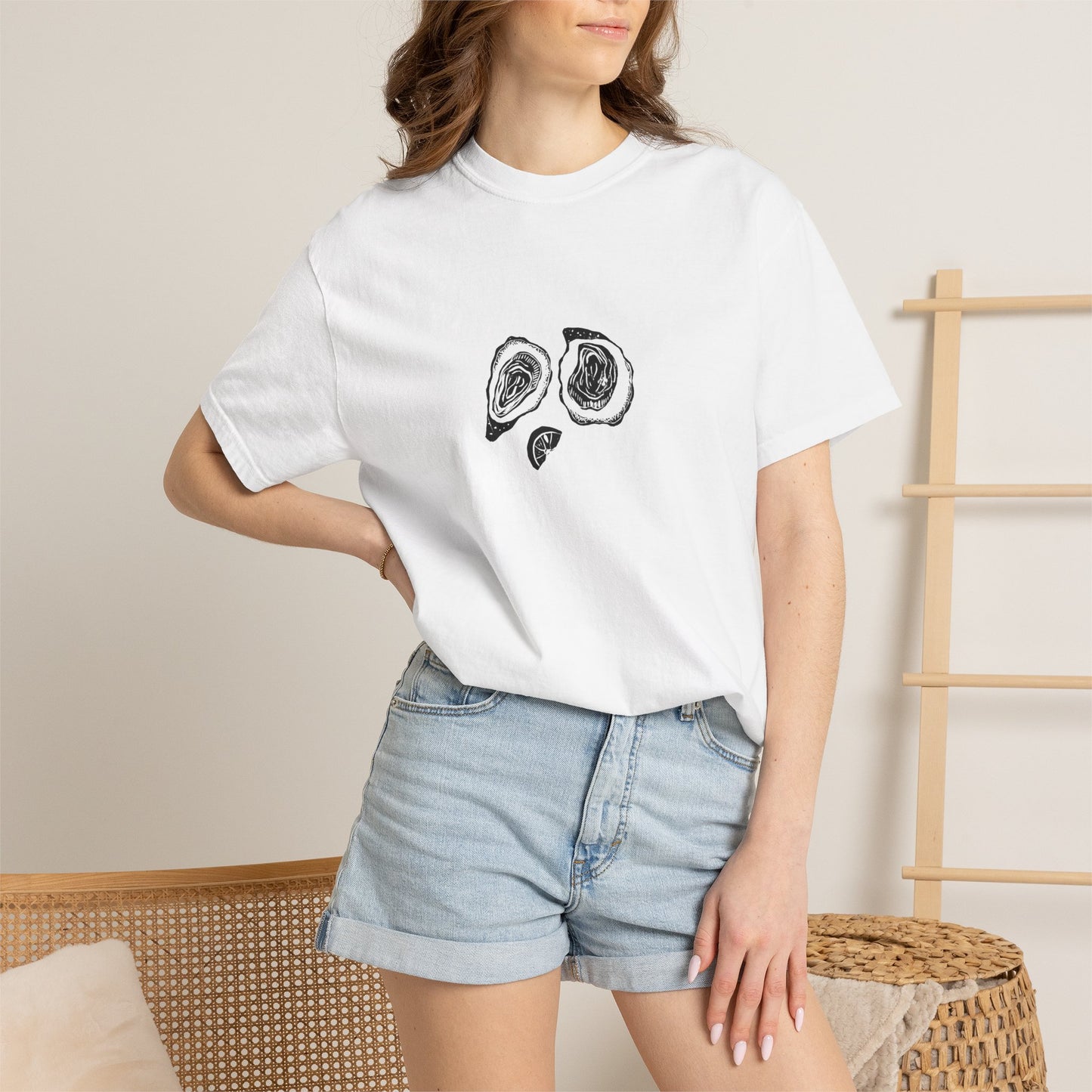 Oyster Linocut Shirt | Minimal Block Print T-Shirt