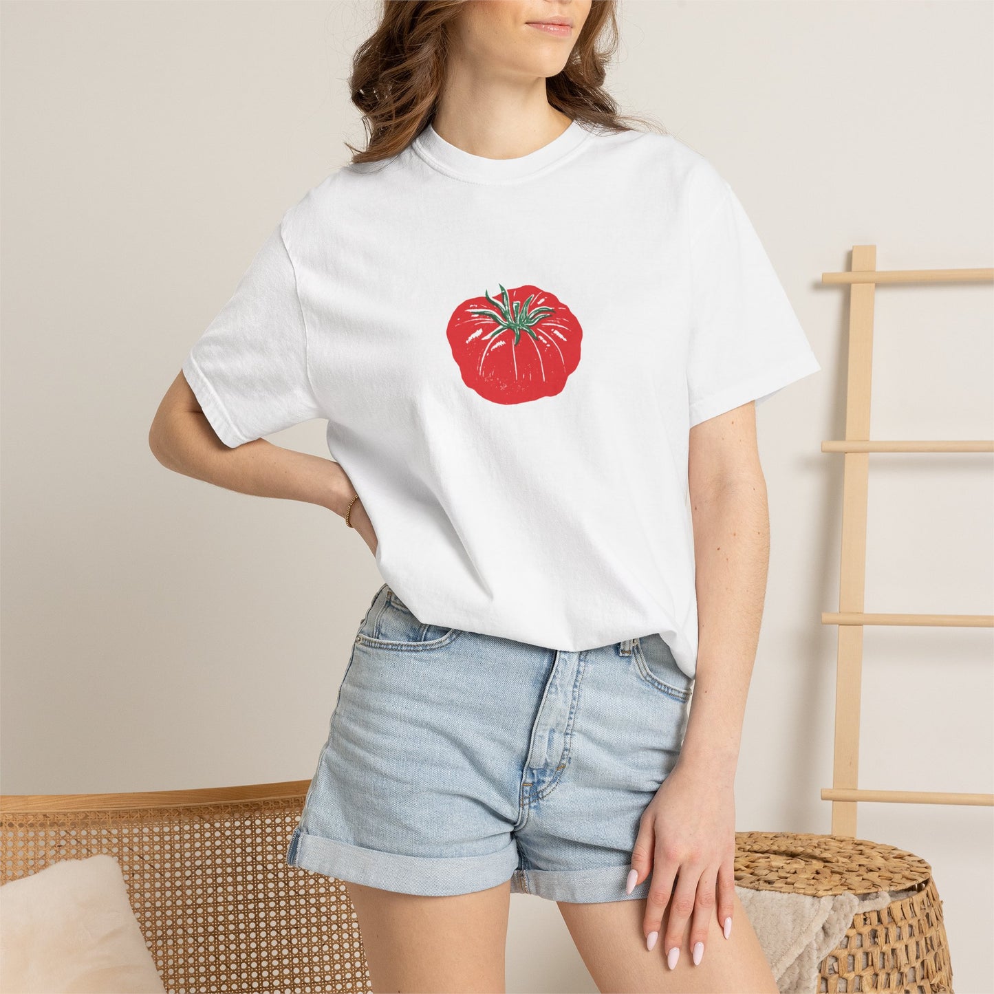 Tomato Linocut Shirt | Minimal Block Print Sweater