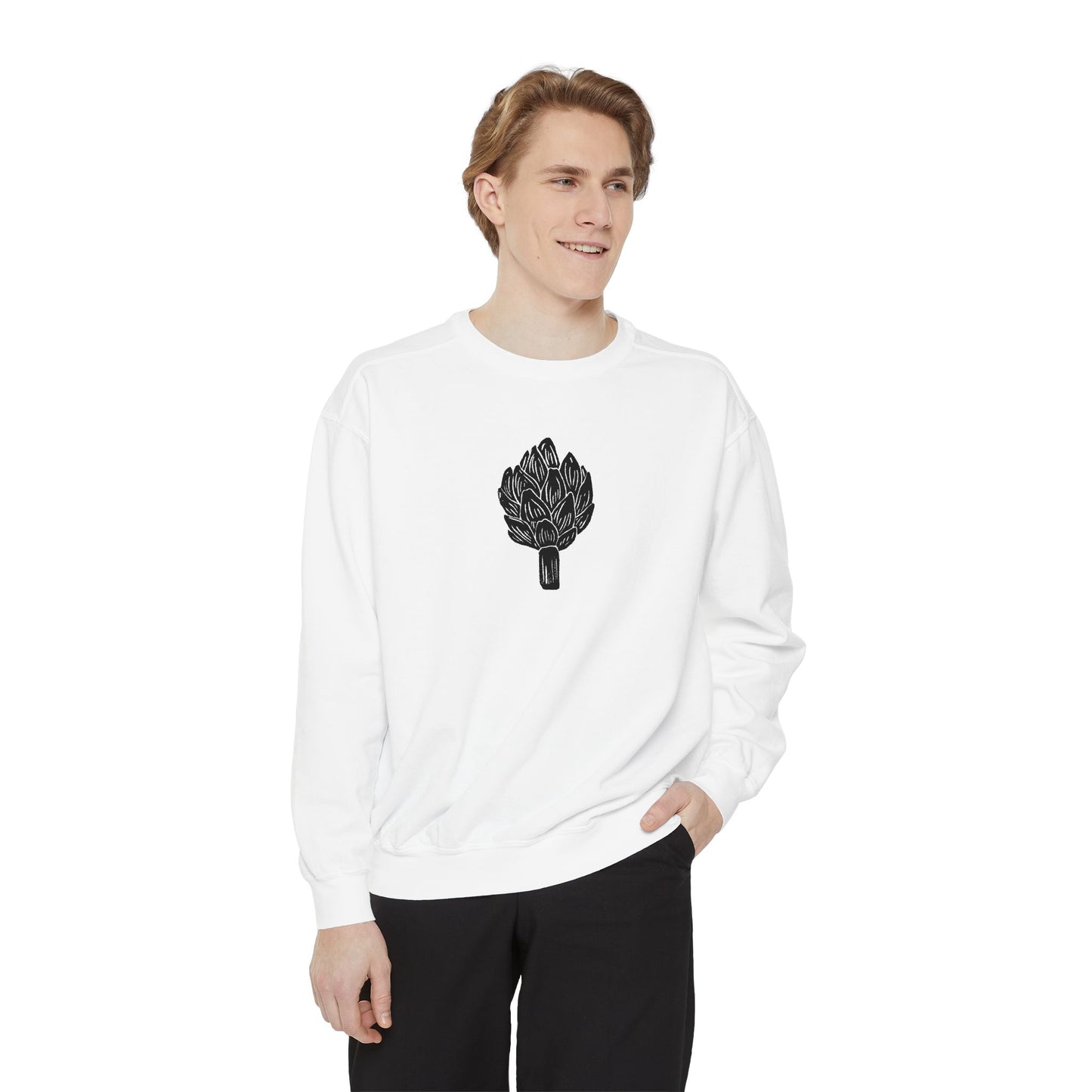Artichoke Linocut Crewneck | Minimal Block Print Sweater