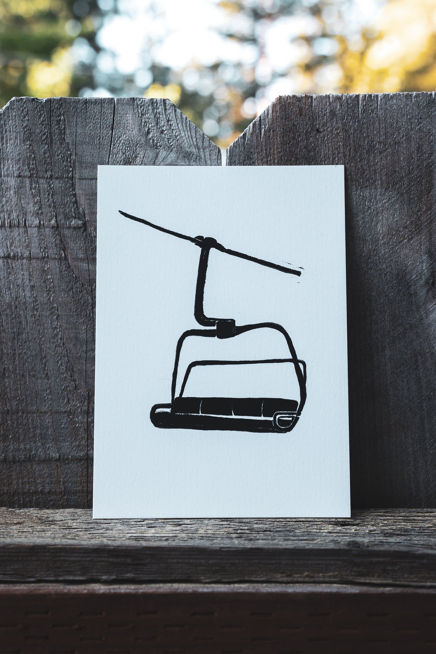 Chairlift Print | Hand-Printed Linocut Design