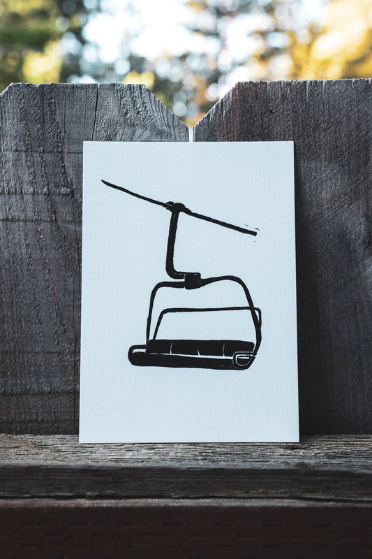 Chairlift Print | Hand-Printed Linocut Design