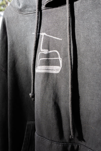 "Another Lap" Upcycled Faded Black Hoodie Unisex Large