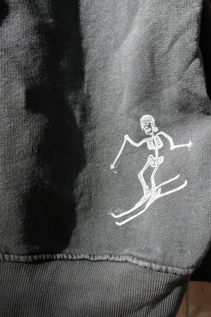 "Another Lap" Upcycled Faded Black Hoodie Unisex Large