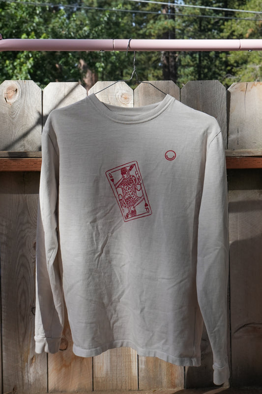 "Queen of Apres" Upcycled White Long Sleeve T-shirt Unisex Extra Small